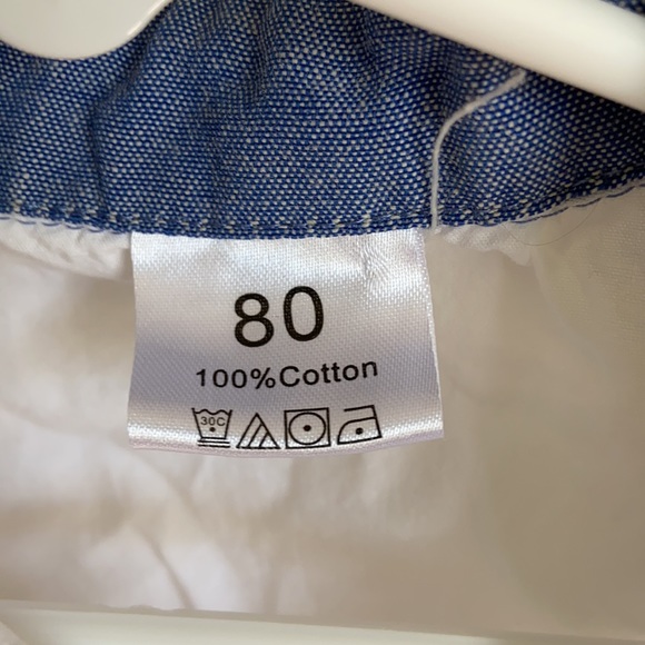 Three piece suspender shorts set with matching button down bodysuit and bow tie - Picture 3 of 3